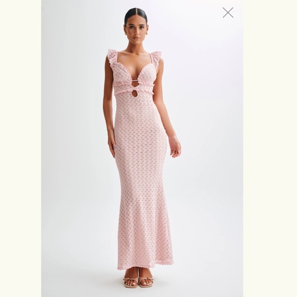 Ezra Lace Maxi Dress - Powder Pink - Picture 1 of 2